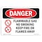 Signmission OSHA Danger Sign, Flammable Gas No Smoking, 24in X 18in Decal, 18" W, 24" L, Landscape OS-DS-D-1824-L-1236 - alternate 1
